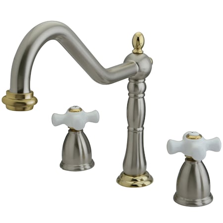 Widespread Kitchen Faucet, Brushed Nickel/Polished Brass